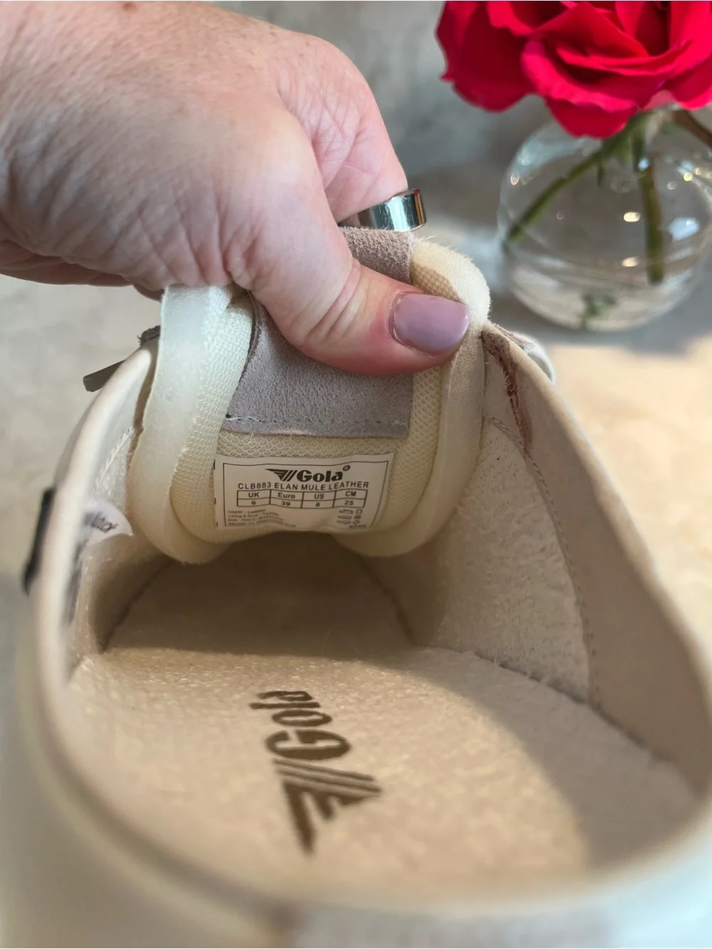 Gola (Anthropologie) Off-White Sneakers with Black Stripes and Gum Sole - Picture 7 of 7